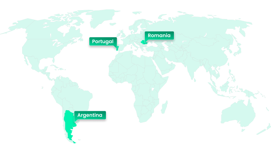 Software developers in Argentina, Portugal and Romania